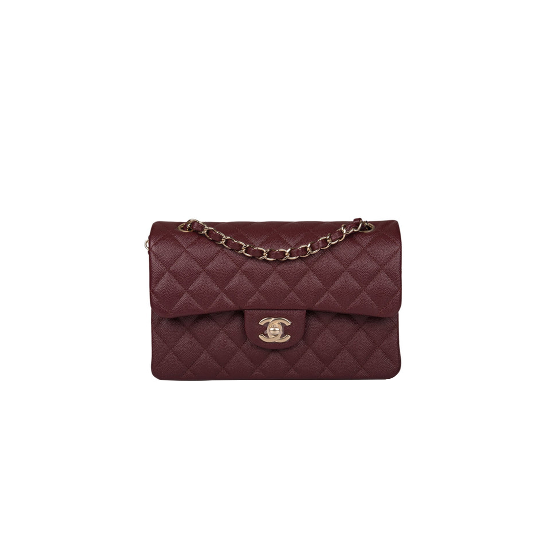Ch*el medium flap bag burgundy (23*14.5*6cm)